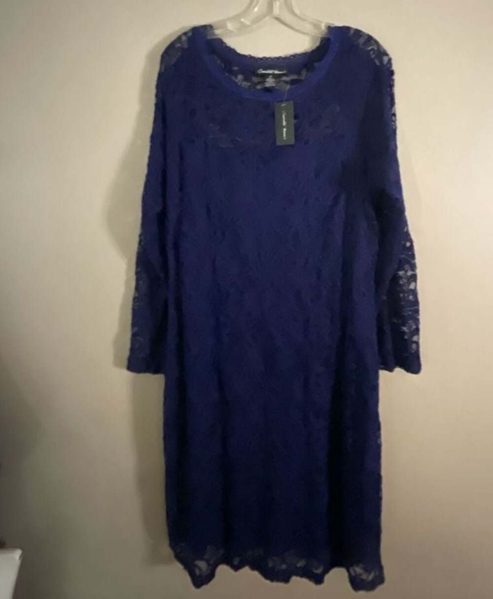 Candalite Women's Blue Lace Long Sleeve Dress Size 2X